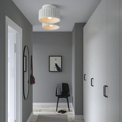 Plafonnier encastré en résine, douille E27, abat-jour texturé blanc pour cuisine, chambre, couloir, style moderne, minimaliste et scandinave à profil bas