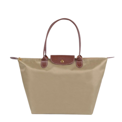 Water-Resistant Nylon Tote Bag with Leather Accents – Spacious Everyday Carry Purse for Work Travel Shopping