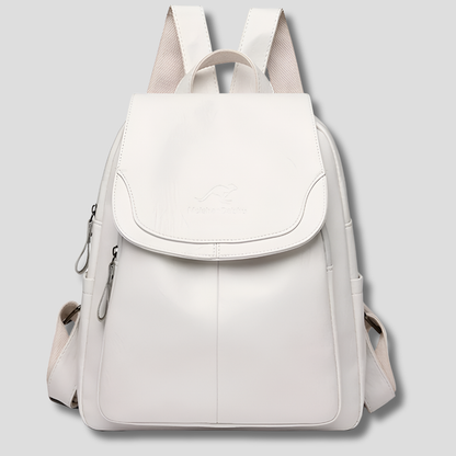 Women's Textured Leather Backpack with Security Features for Work, Travel & Daily Use