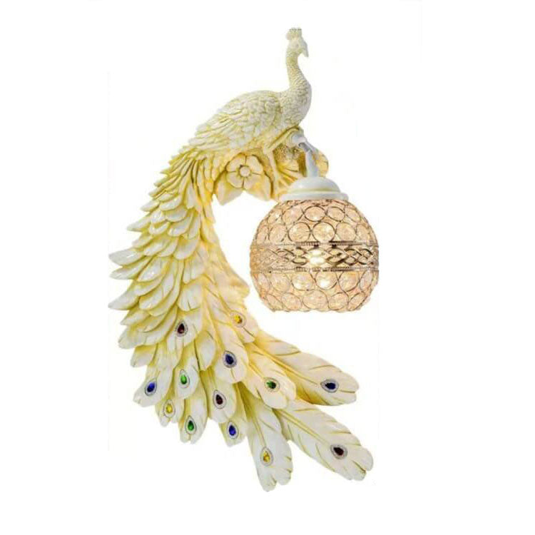 Sculptural Sconce with Crystal Globe Shade 12 in x 18 in Hand-Painted Fixture for Bedroom Hallway Living Room Hardwired Installation Multico
