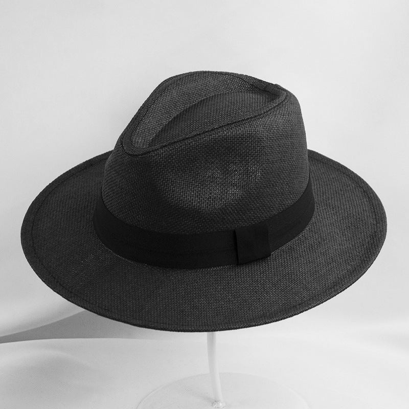 Chapeau Fedora en paille UPF 50+ avec bord modelable et bande en cuir pour hommes et femmes