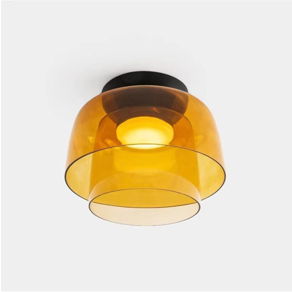 Layered Glass Ceiling Light Modern Multi-Tier Flush Mount Fixture with LED Hardwired for Kitchen Dining Room Bedroom Living Room