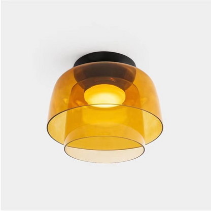 Layered Glass Ceiling Light Modern Multi-Tier Flush Mount Fixture with LED Hardwired for Kitchen Dining Room Bedroom Living Room
