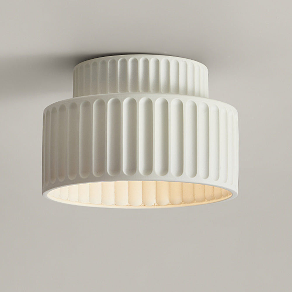 Plafonnier encastré en résine, douille E27, abat-jour texturé blanc pour cuisine, chambre, couloir, style moderne, minimaliste et scandinave à profil bas