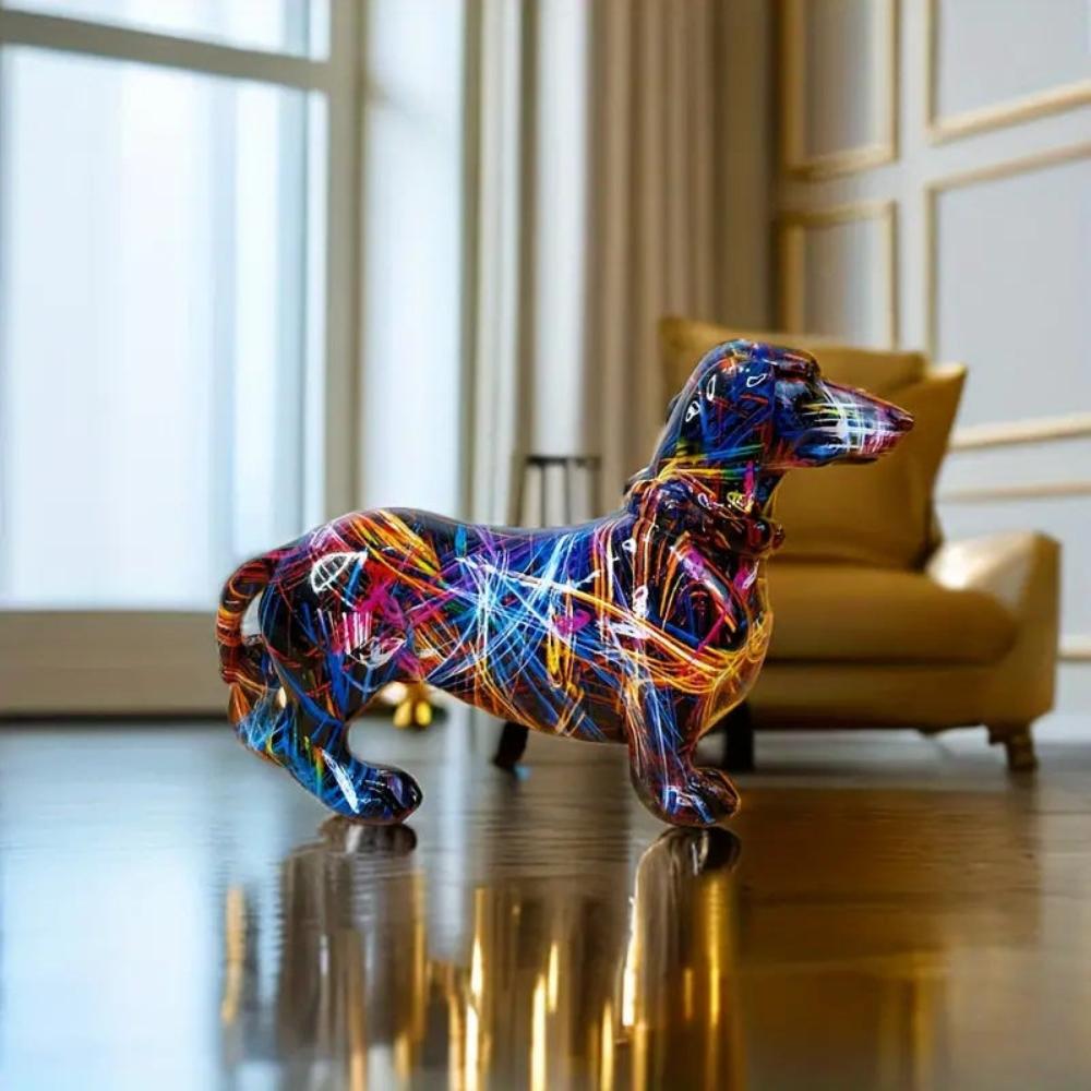 ColorHound – Vibrant Dachshund Sculpture Modern Artistic Decor