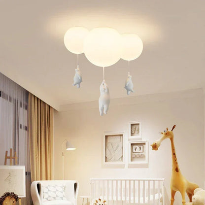 Kids Ceiling Light Nursery Bear Balloon Pendant LED Lamp Bedroom Playroom Decor Warm White Glow Animal Theme Hanging Fixture
