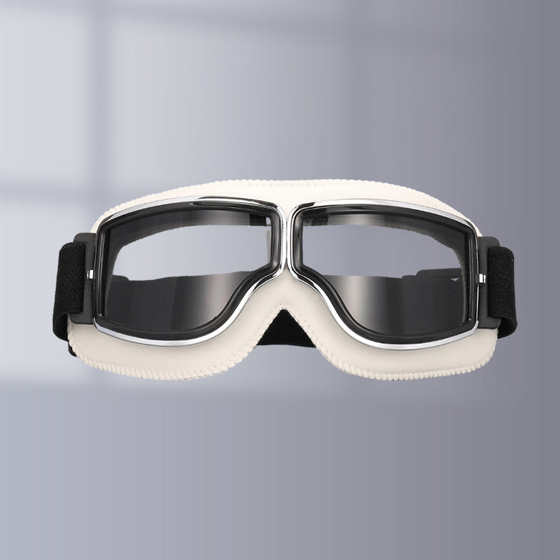 Retro Aviator Motorcycle Goggles with Padded Frame & Adjustable Strap for Men & Women
