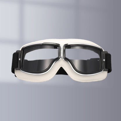 Retro Aviator Motorcycle Goggles with Padded Frame & Adjustable Strap for Men & Women