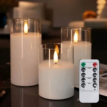 Remote-Controlled Flameless LED Candles with Smoke Glass Housing for Living Rooms, Bedrooms & Dining Spaces