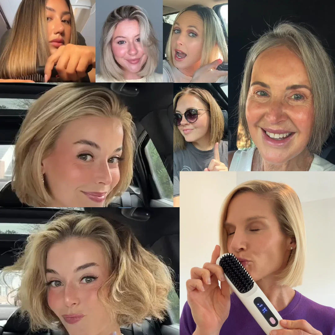 Heated Styling Brush for Short Hair & Bangs – One-Step Drying & Volumizing Tool for Quick Morning Styling