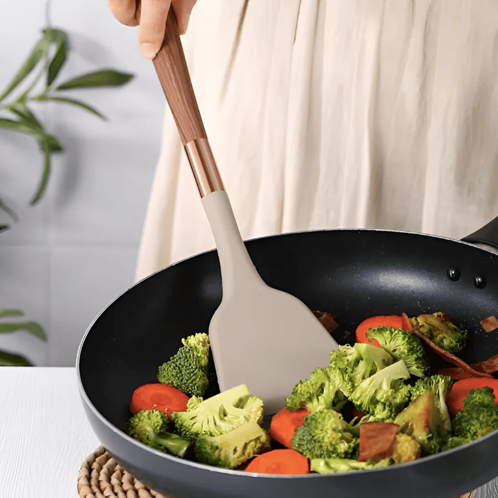 Heat-Resistant Silicone Kitchen Tool Set - 10-Piece Non-Stick Cooking Utensil Collection with Soft Grip Handles for Everyday Meal Prep