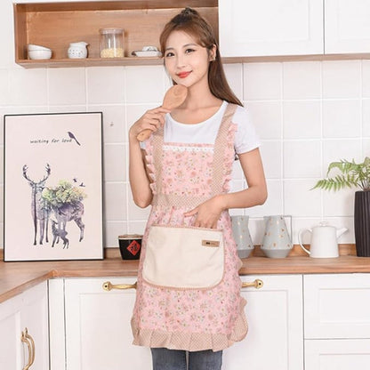 Tablier de cuisine en coton à motifs floraux avec poches – Tablier de cuisine imperméable et résistant aux taches pour femme – Tablier de chef réglable pour la maison et le restaurant