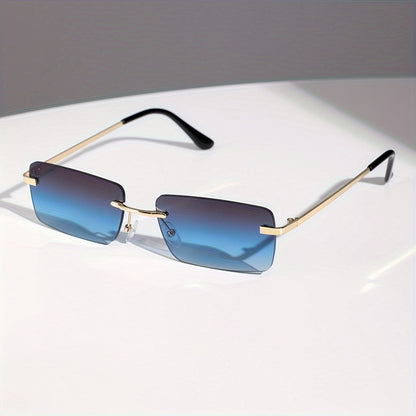 Lunettes de soleil sans monture pour hommes – Monture en métal légère avec protection UV et verres dégradés oversize pour la conduite, les sports de plein air, la plage