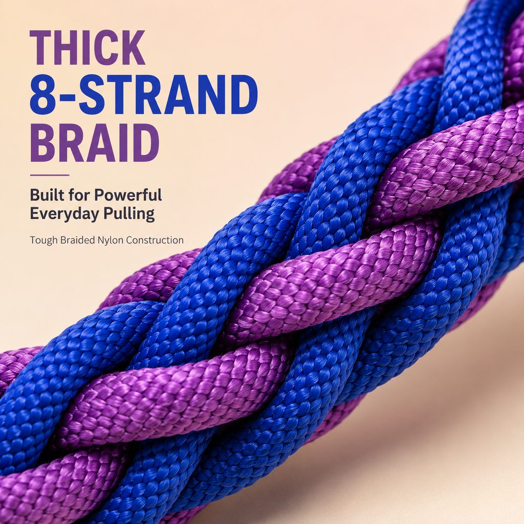Ortekor Heavy-Duty Braided Dog Leash with Chain-Control Collar for Strong Pullers - Daily Walking & Training
