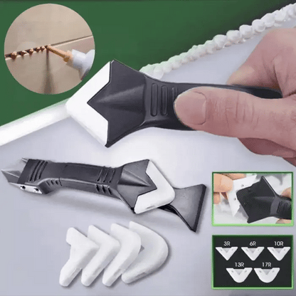 Silicone Caulk Finishing Tool Kit 3-in-1 Scraper Smoother Remover for Bathroom Kitchen Tile Grout Sealing Corner Edge Cleanup Home Repair