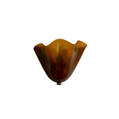 Shell-Inspired Glass Sconce 11 Inch Wide Vintage Iron Bedside Fixture Warm Ambient Hallway Lighting E14 Base Brown Green Beige Tinted Shade