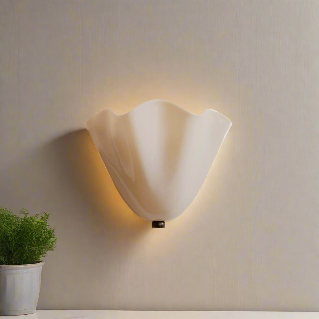 Shell-Inspired Glass Sconce 11 Inch Wide Vintage Iron Bedside Fixture Warm Ambient Hallway Lighting E14 Base Brown Green Beige Tinted Shade