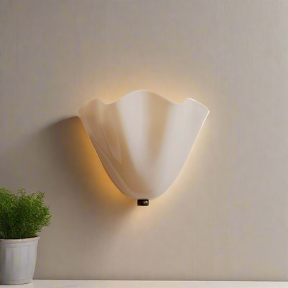 Shell-Inspired Glass Sconce 11 Inch Wide Vintage Iron Bedside Fixture Warm Ambient Hallway Lighting E14 Base Brown Green Beige Tinted Shade