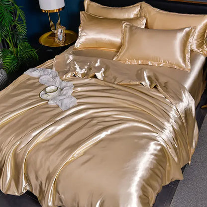 Satin Duvet Cover Set with Pillowcases Smooth Silky Bedding Full Queen King for Bedroom Decor Soft Luxury Comforter Cover Machine Washable