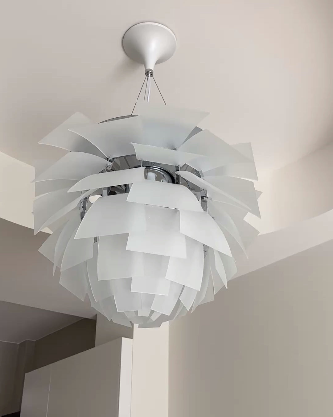 Layered Metal Fixture 19 in Wide Warm White E27 Socket Adjustable Height Kitchen Island Dining Room Cord Suspended Overhead Lighting Texture