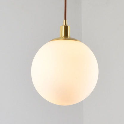 Adjustable Ceiling Pendant with Glass Shade for Entryway, Den, or Sleeping Space - Modern Suspended Fixture in White or Gold - 10 Inch Globe