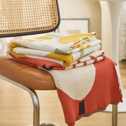 Serena Knitted Blanket - 100% Cotton, Lightweight Modern Floral Design