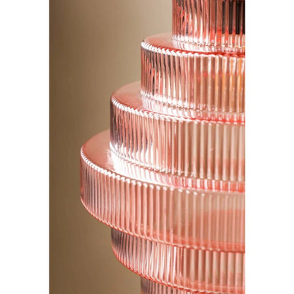 Tiered Glass Shade Ceiling Drop Light with Metallic Trim for Kitchen Islands & Eating Areas