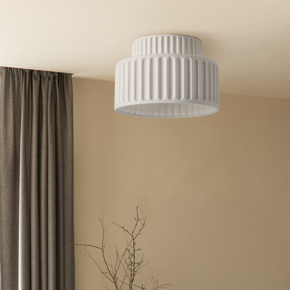 Plafonnier encastré en résine, douille E27, abat-jour texturé blanc pour cuisine, chambre, couloir, style moderne, minimaliste et scandinave à profil bas