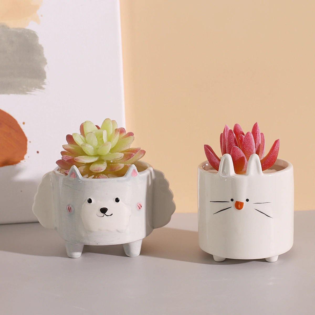 Square Animal Ceramic Succulent Planters