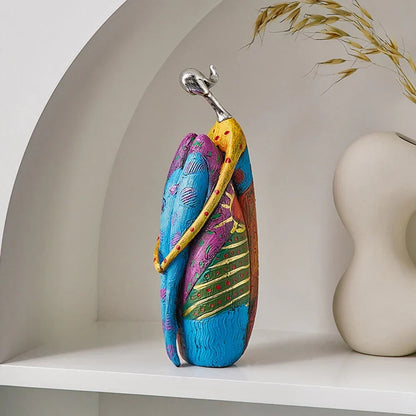 Hand-Painted Abstract Woman Figurine Sculpture | Colorful Resin Statue for Modern Home Decor | Shelf Decor Living Room