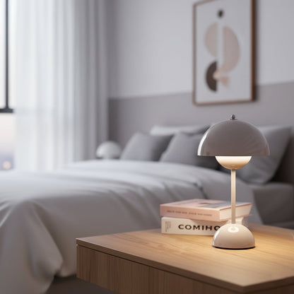 Rechargeable LED Touch Lamp Metal Cordless Mini Nightstand Light Tri-Color Modes USB Charging Port 6.3 in Round Portable for Bedroom Office