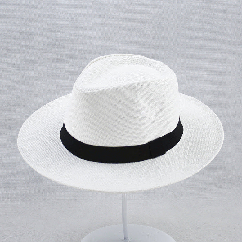 Chapeau Fedora en paille UPF 50+ avec bord modelable et bande en cuir pour hommes et femmes