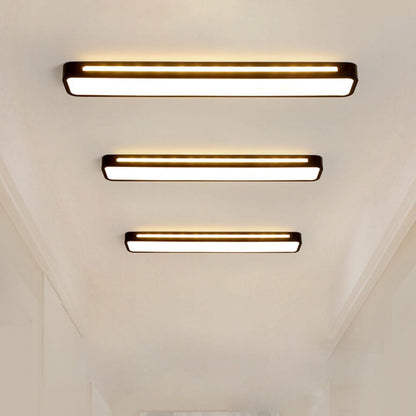 Low-Profile LED Flush Mount Ceiling Light 19 in Black White Acrylic for Bedroom Hallway Living Room Modern Hardwired Fixture