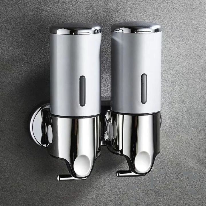 Distributeur de savon mural à pompe poussoir - Support à liquide en acier inoxydable pour shampoing, lotion et savon pour les mains dans la salle de bain, la cuisine et la douche
