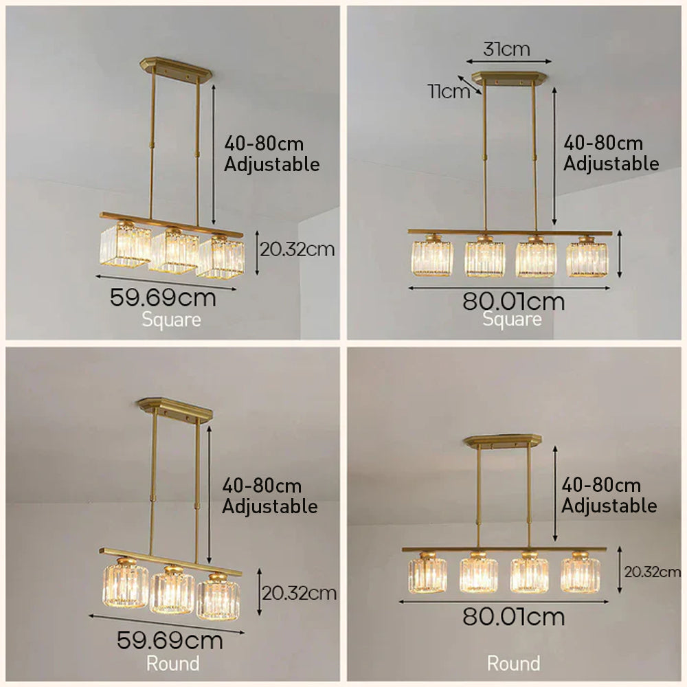 Hanging Fixture with Clear Glass Globes – 3 or 4 Bulb Multi-Head Suspension – Height Adjustable 14-28 in – Black or Gold Metal Frame for Kit