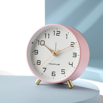 Whisper-Quiet Desk Clock 4.7 Inches Metal & Glass Non-Ticking Timepiece for Bedroom Nightstand Office Desktop White Black Blue Green Pink Ye