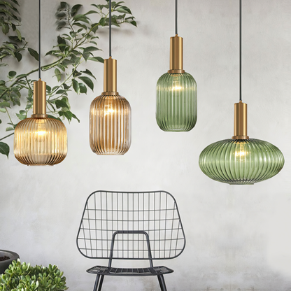 Vibrant Glass Pendant Light | Nordic-Inspired Design with Tinted Shades | Soft Ambient Illumination for Kitchen and Living Spaces