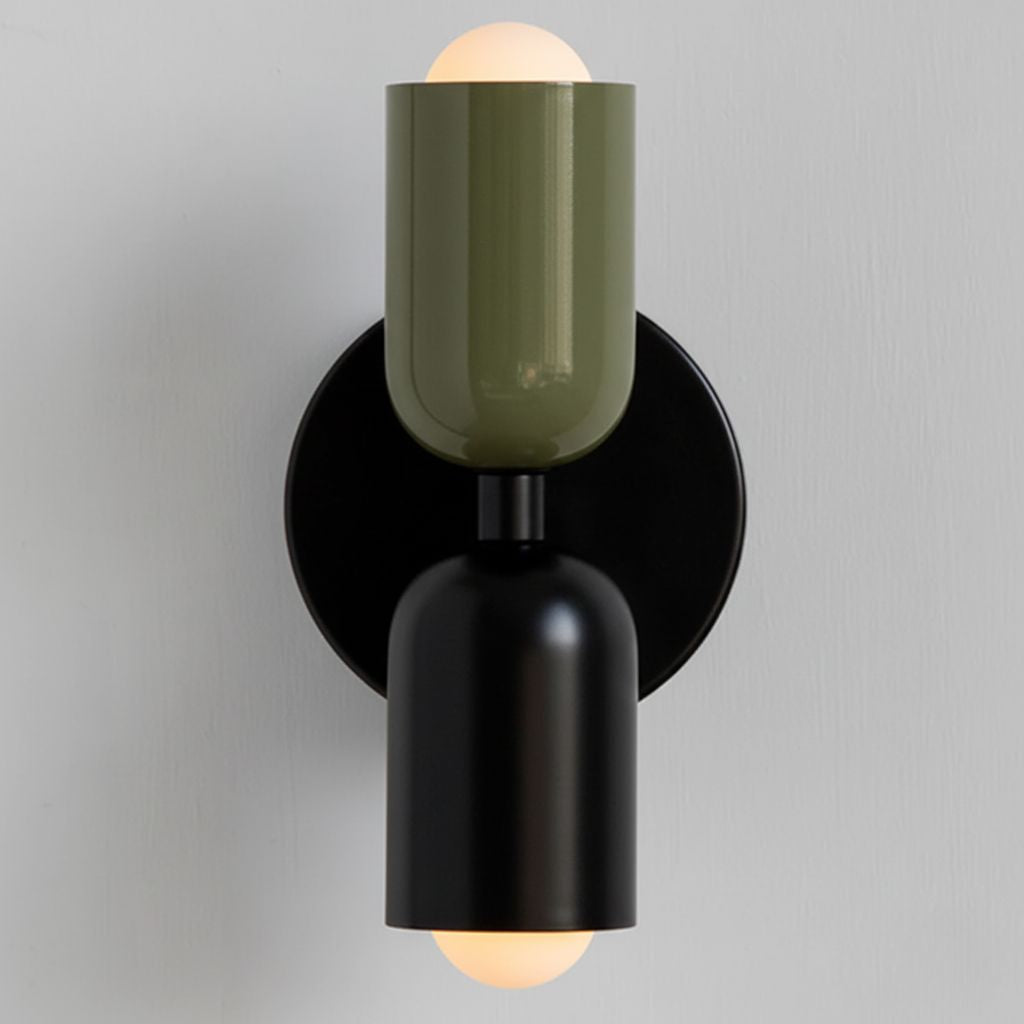Two-Tone Glass Wall Sconce with Dual Light Uplight Downlight for Bedroom Living Room Hallway Modern Minimalist Home Accent Lighting