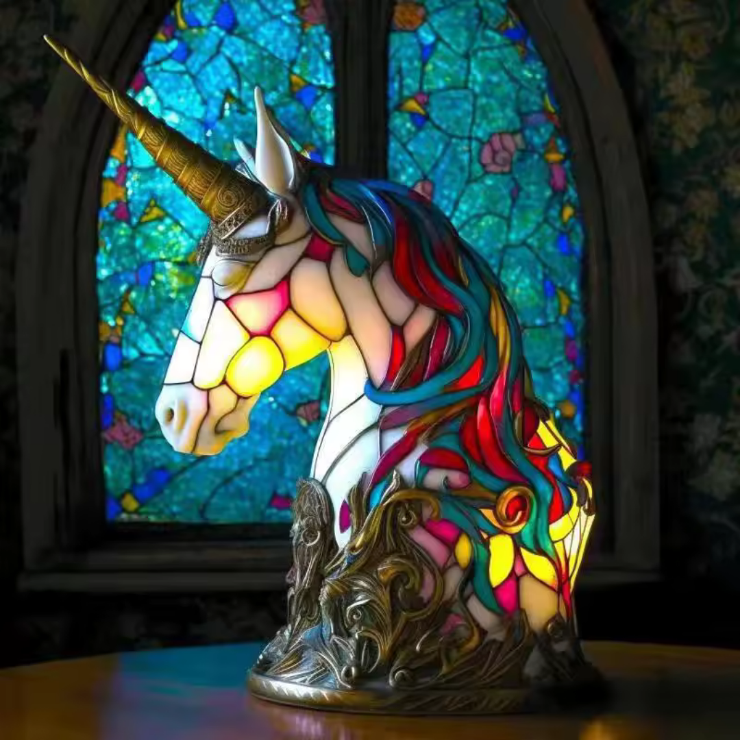 Handcrafted Unicorn Night Light Lamp with Warm Glow for Kids Rooms, Nursery, Bedside Table Decor - Whimsical Fantasy Animal Desk Lamp Gift f