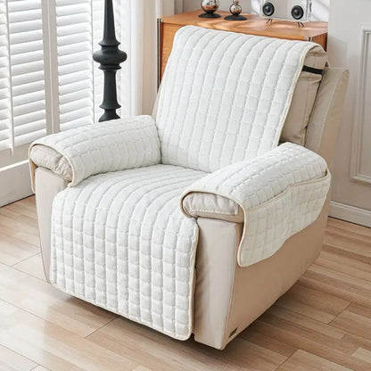 Quilted Recliner Furniture Protector with Storage Pocket – Soft Microfiber, Non-Slip, Pet-Friendly Cover for Living Room Chairs