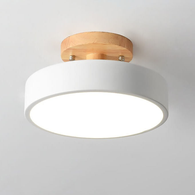 Semi-Flush LED Ceiling Light with Adjustable Color Temperature – Wood & Acrylic Design for Bedroom, Living Room & Hallway