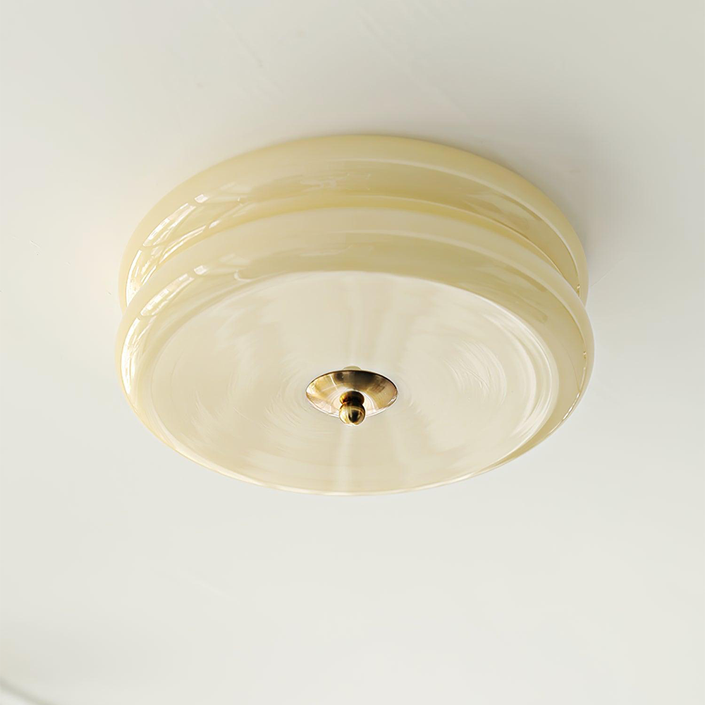 Plafonnier LED encastré rond avec 3 températures de couleur, verre et métal, 5 po de hauteur, pour chambre, salle à manger, cuisine, interrupteur Kelvin réglable
