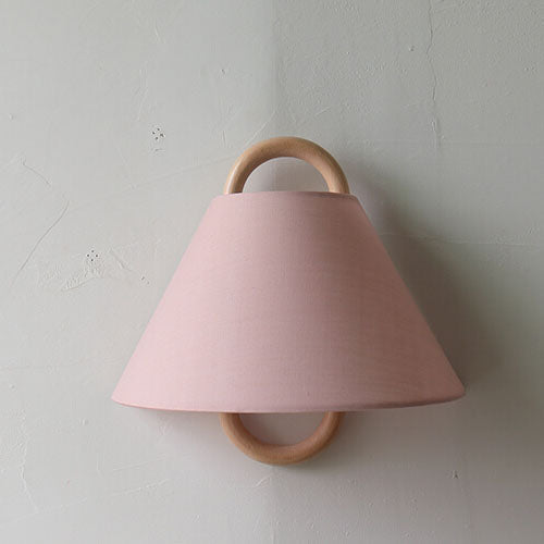 Fabric Half-Moon Wall Sconce with Natural Wood Backplate for Bedroom & Living Room