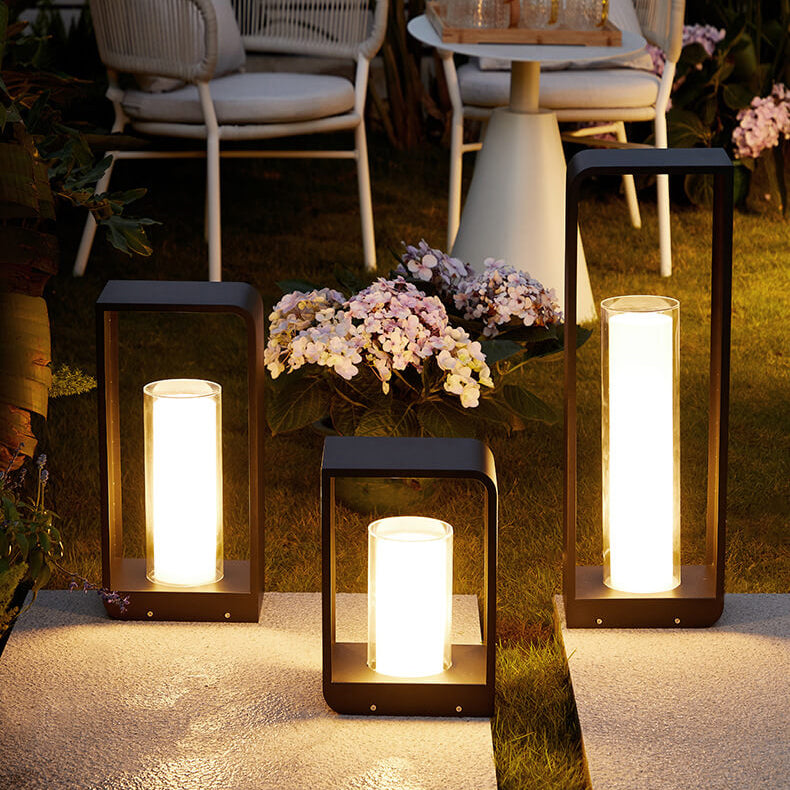 Outdoor Column Path Light – LED Weatherproof Garden Lamp with Rectangular Frame for Patio, Walkway & Landscaping