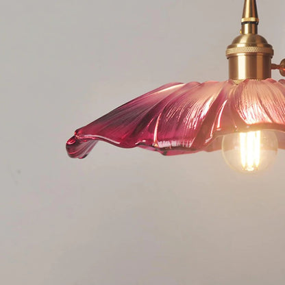 Fluted Glass Hanging Light 11-Inch Shade Burgundy Adjustable Drop Cord E27 Socket for Kitchen Island Dining Area Hallway Above Table Counter