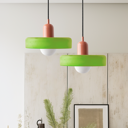Handcrafted Art Glass Dome Pendant Light, Adjustable Modern Hanging Fixture for Dining Room Kitchen Island Living Room