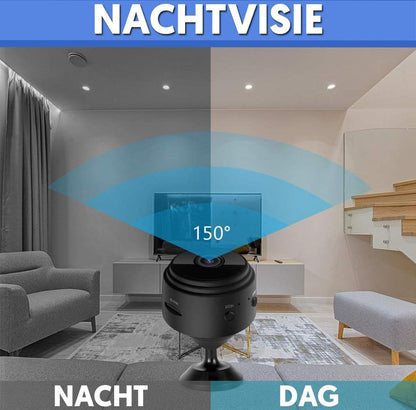 Wireless Mini Security Camera HD 1080P Indoor Home Monitoring System with Night Vision 150-Degree Wide Angle View Rechargeable WiFi Surveill