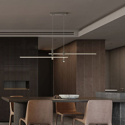 Suspension linéaire à deux spots en métal, luminaire moderne réglable pour îlot de cuisine, salle à manger et salon