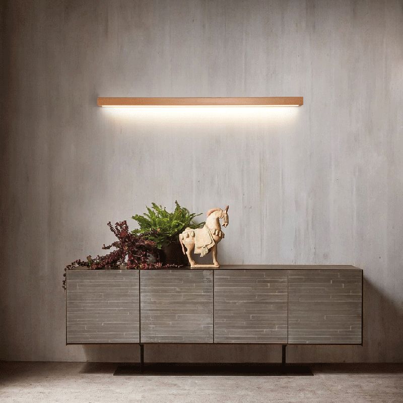 Applique murale rectangulaire en bois à LED avec abat-jour en acrylique pour chambre et salon | Éclairage de miroir minimaliste moderne