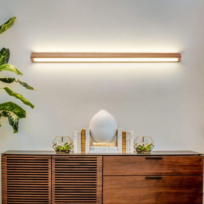 Wooden Vanity Light Bar LED Mirror Sconce with Acrylic Shade, Adjustable Color Temperature Wall Lighting for Bathroom & Bedroom